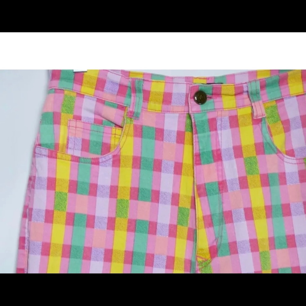 VTG High Waist Pink Check Tapered Straight Pants - Picture 4 of 8